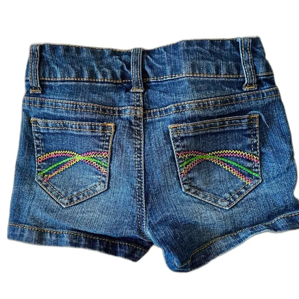 Freestyle Revolution Girls Shorts Size 4 Colorful Embroidered Medium Wash Demin